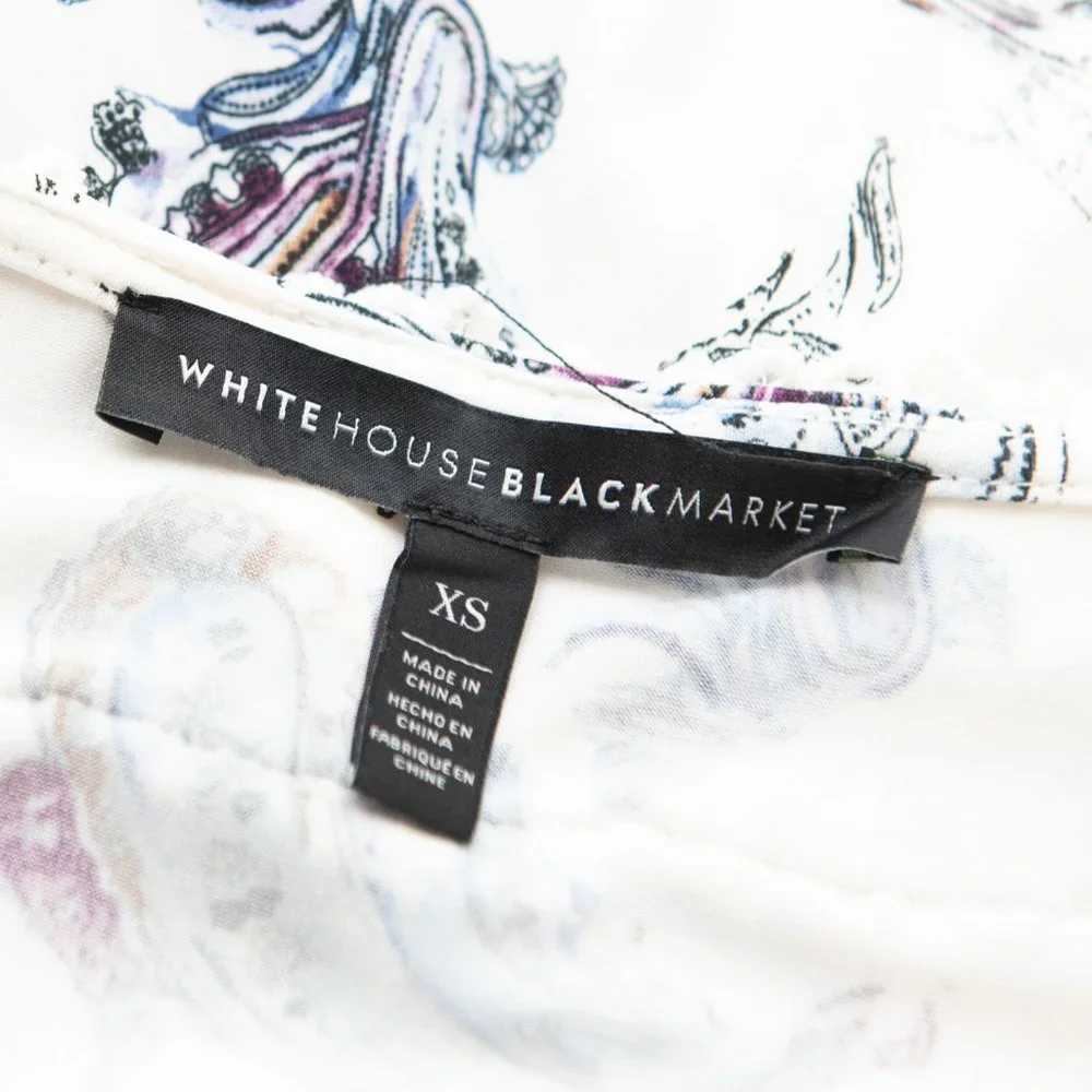 White House Black Market Floral Lace Up Top Embroidered Blouse Multicolor XS